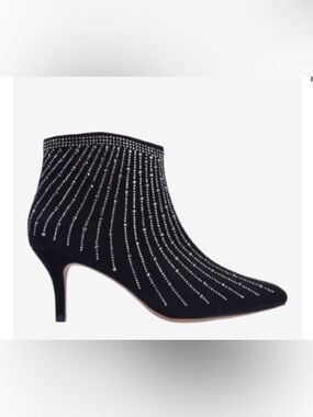 J.Renee Black Crystal-Accented Ankle Bootie
